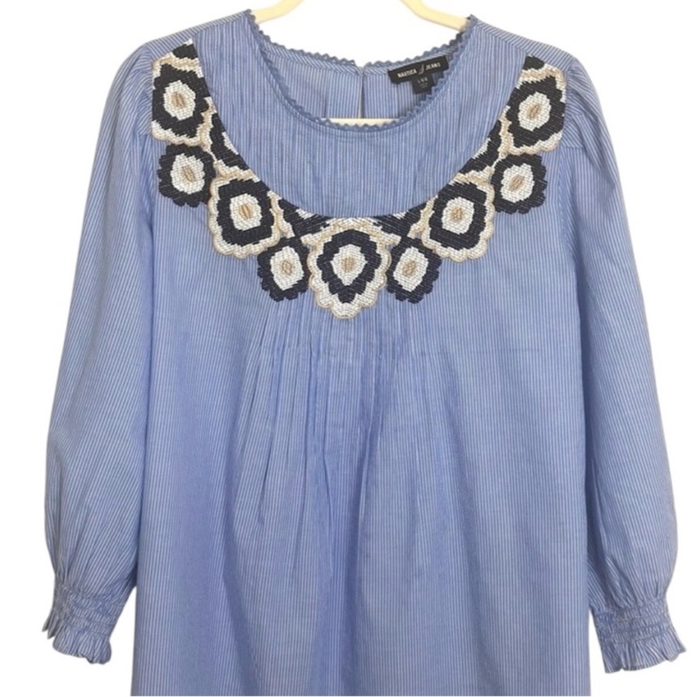 Blue Embroidered Women's Top
